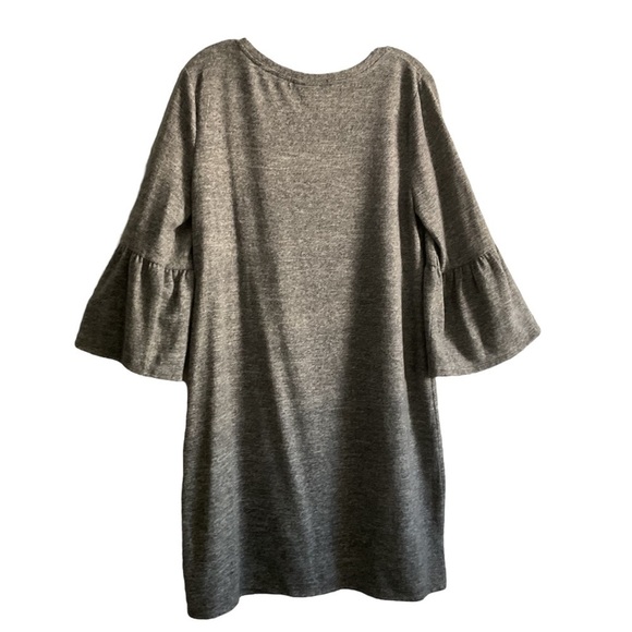 A.N.A Bohemia Gray Knee Length Knit Sweater Pullover Dress Mid Sleeve Size Lg - Picture 2 of 7